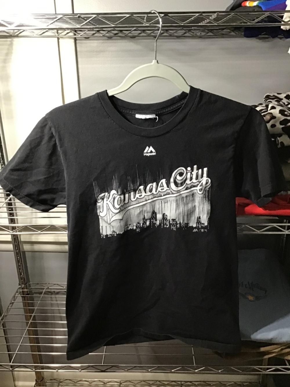 Majestic Black Kansas City Skyline Tee with White Graphic